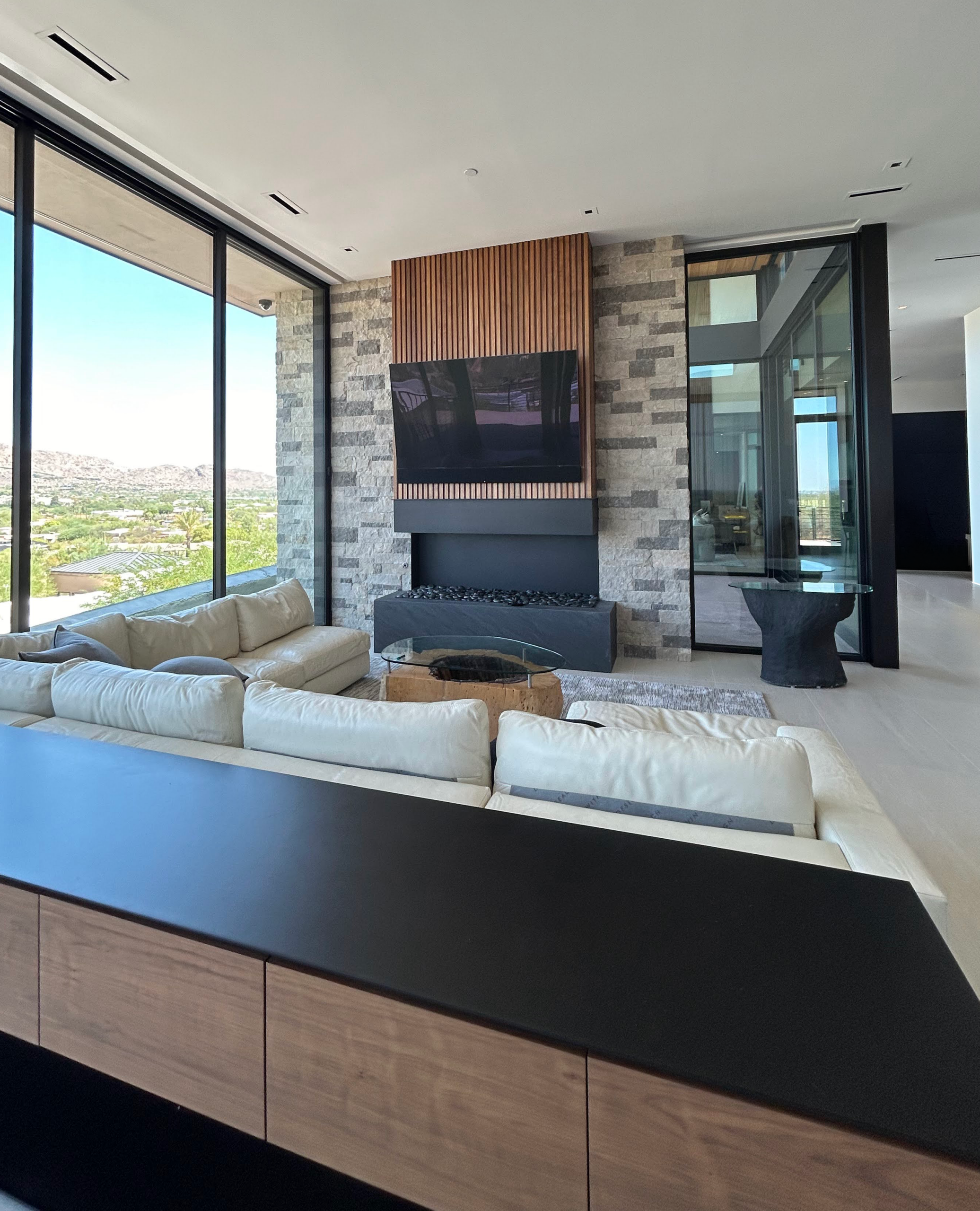 Custom living room fireplace cabinetry by Westgate Woodworks