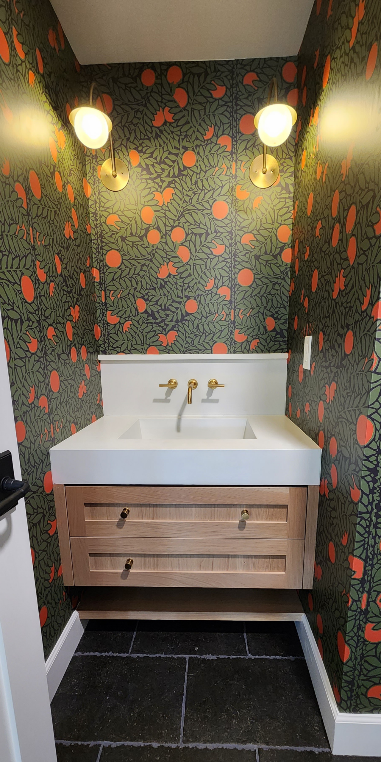 Floating barn style vanity sink — Westgate Woodworks