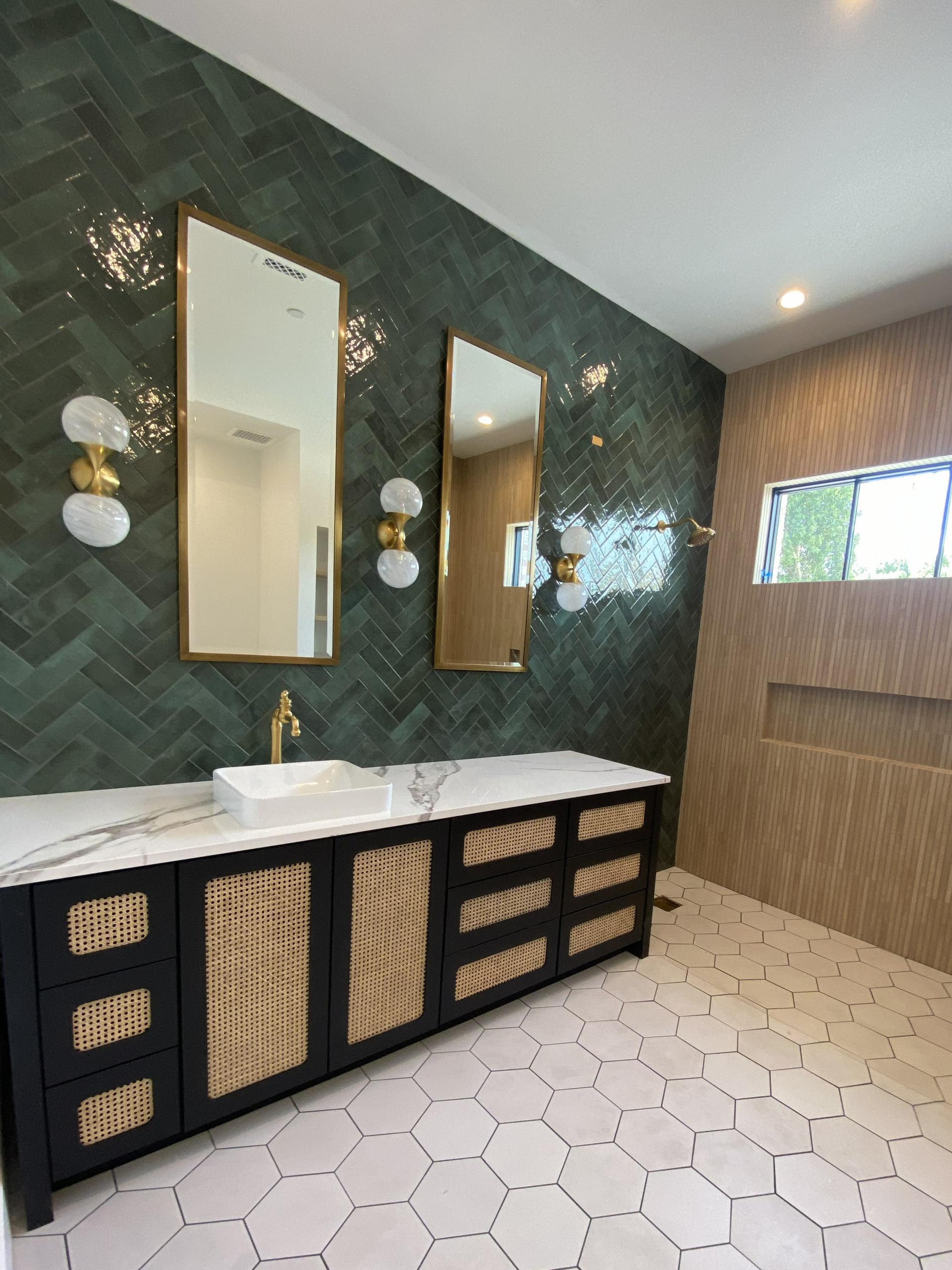 Custom master bath cabinetry by Westgate Woodworks