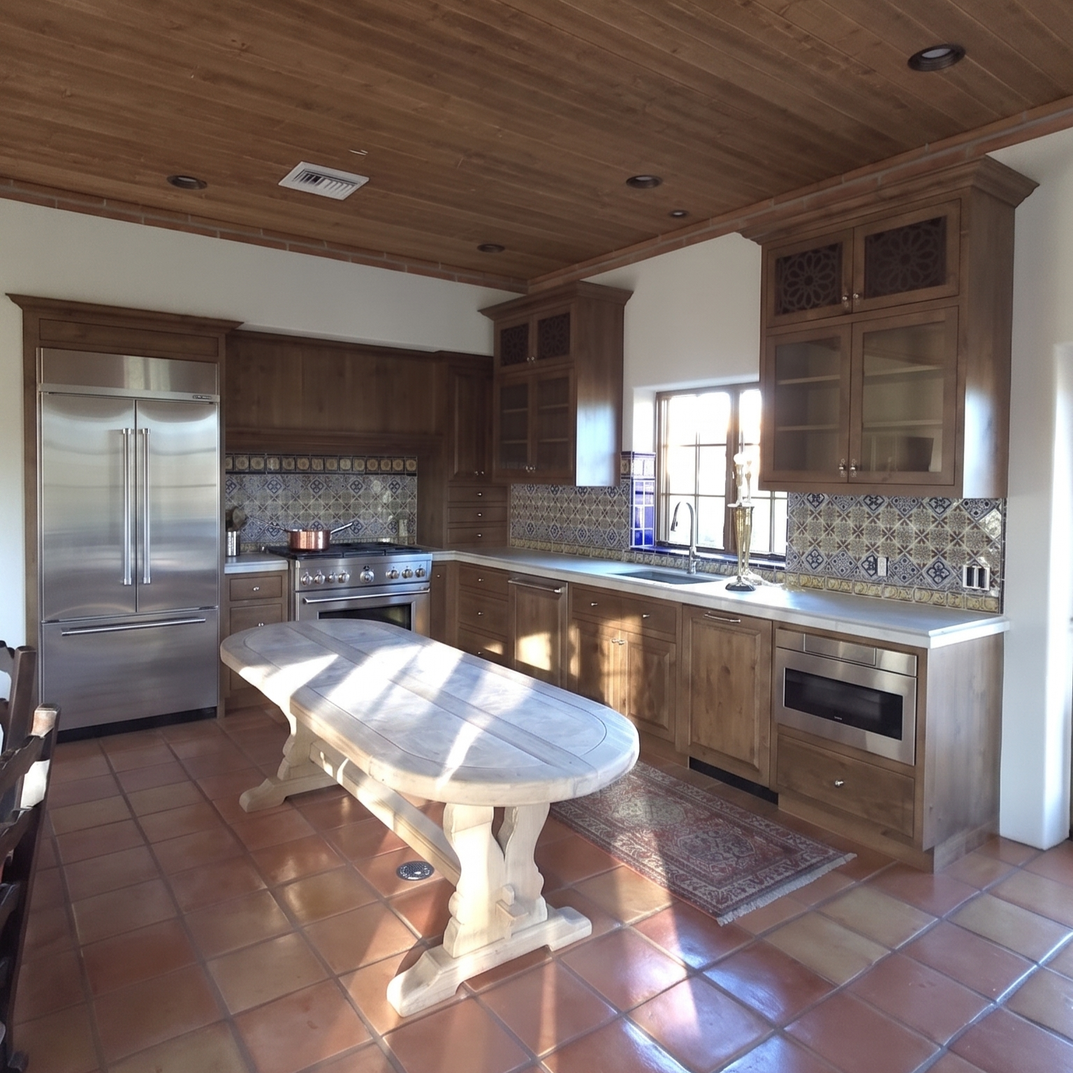 Custom kitchen cabinetry with built-in appliances, detail view — Westgate Woodworks